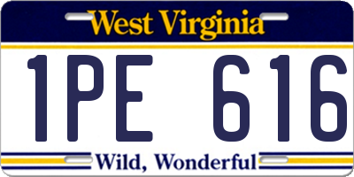 WV license plate 1PE616