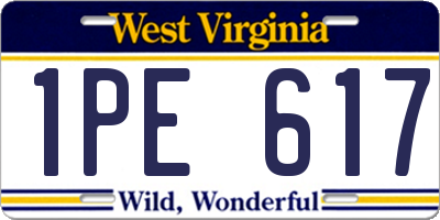 WV license plate 1PE617