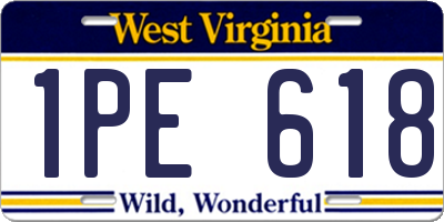 WV license plate 1PE618