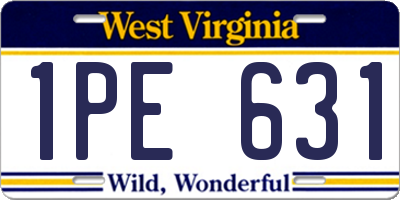 WV license plate 1PE631