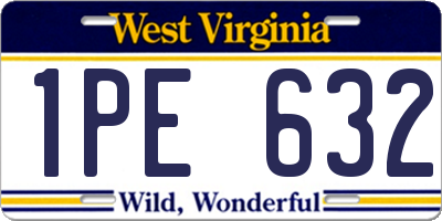 WV license plate 1PE632