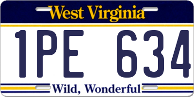 WV license plate 1PE634