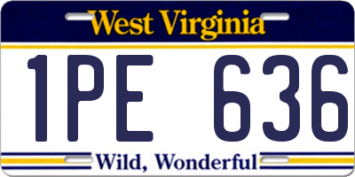 WV license plate 1PE636