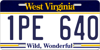 WV license plate 1PE640