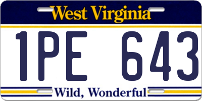 WV license plate 1PE643