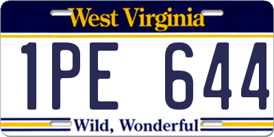 WV license plate 1PE644