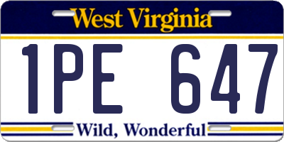 WV license plate 1PE647