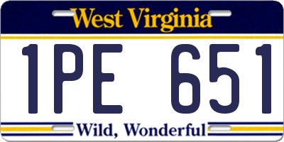 WV license plate 1PE651