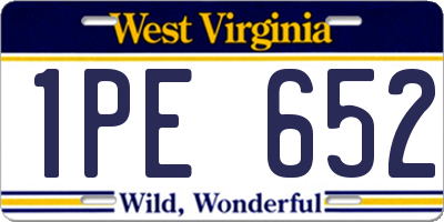 WV license plate 1PE652