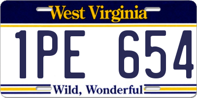 WV license plate 1PE654