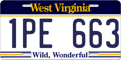 WV license plate 1PE663