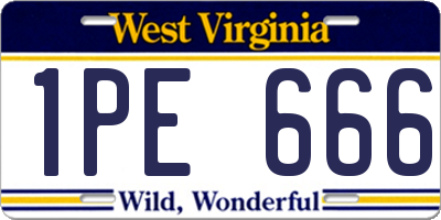 WV license plate 1PE666