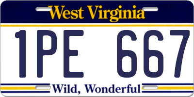 WV license plate 1PE667