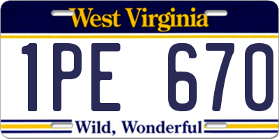 WV license plate 1PE670