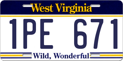 WV license plate 1PE671