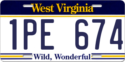 WV license plate 1PE674