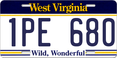 WV license plate 1PE680