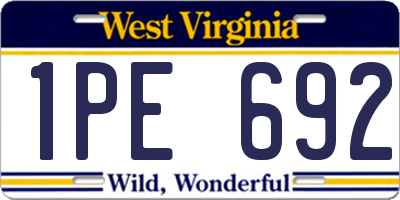 WV license plate 1PE692