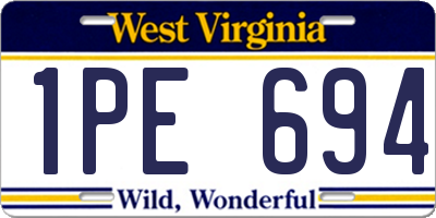WV license plate 1PE694