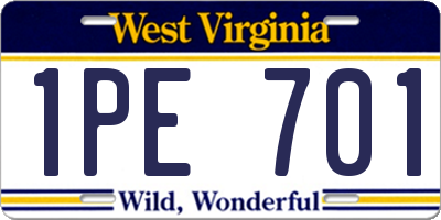 WV license plate 1PE701