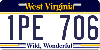 WV license plate 1PE706