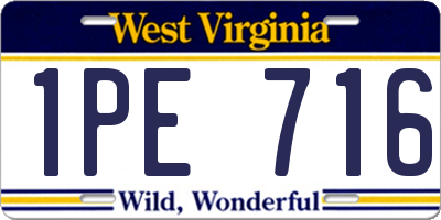 WV license plate 1PE716