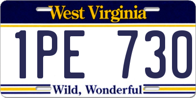 WV license plate 1PE730