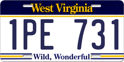 WV license plate 1PE731