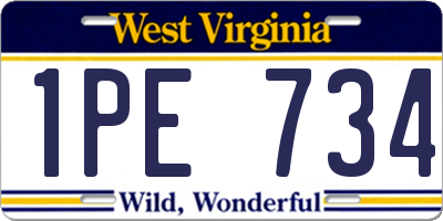 WV license plate 1PE734