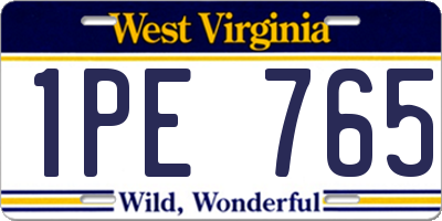 WV license plate 1PE765