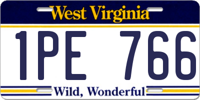WV license plate 1PE766