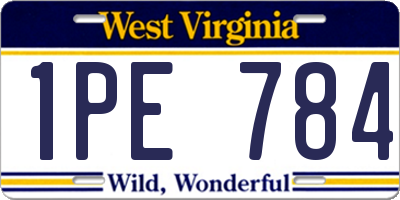 WV license plate 1PE784