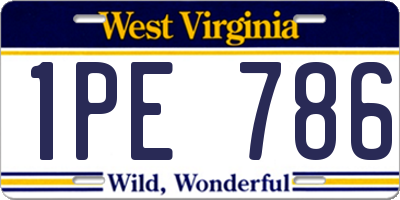 WV license plate 1PE786