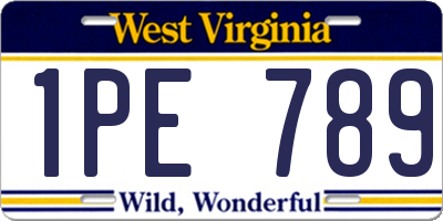 WV license plate 1PE789