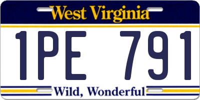 WV license plate 1PE791