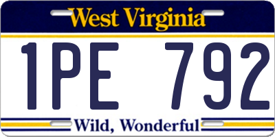 WV license plate 1PE792