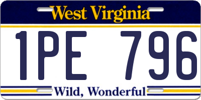 WV license plate 1PE796