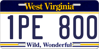 WV license plate 1PE800