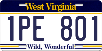 WV license plate 1PE801