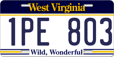WV license plate 1PE803