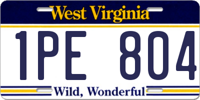 WV license plate 1PE804