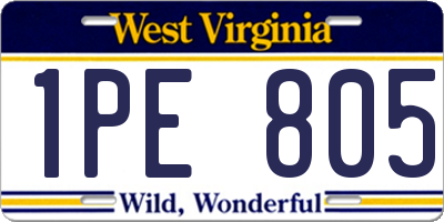 WV license plate 1PE805