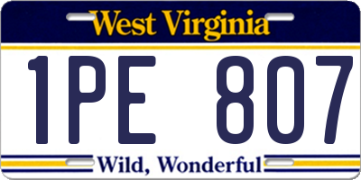 WV license plate 1PE807