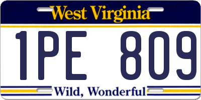 WV license plate 1PE809