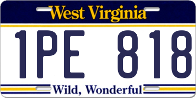 WV license plate 1PE818