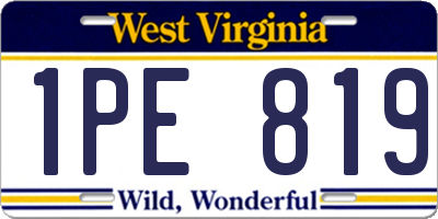 WV license plate 1PE819