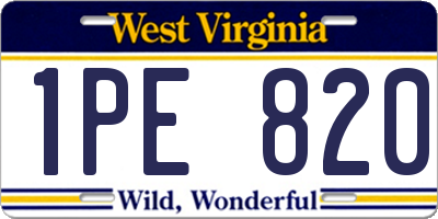 WV license plate 1PE820