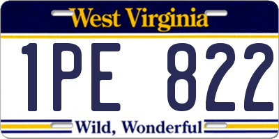 WV license plate 1PE822