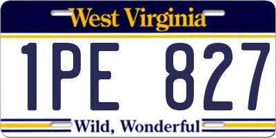 WV license plate 1PE827