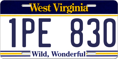 WV license plate 1PE830